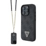 Guess для iPhone 16 Pro Max чехол со шнурком Crossbody PU кожа 4G Triangle Diamond logo Black