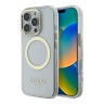 Guess для iPhone 16 Pro чехол PC/TPU Metal outline Hard Transparent/Gold (MagSafe)