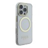 Guess для iPhone 16 Pro чехол PC/TPU Metal outline Hard Transparent/Gold (MagSafe)