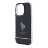 U.S. Polo для iPhone 16 Pro чехол PC/TPU Double Horse logo Tricolor stripes Black