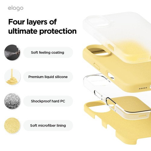 Elago для iPhone 16 чехол Soft silicone (Liquid) Yellow