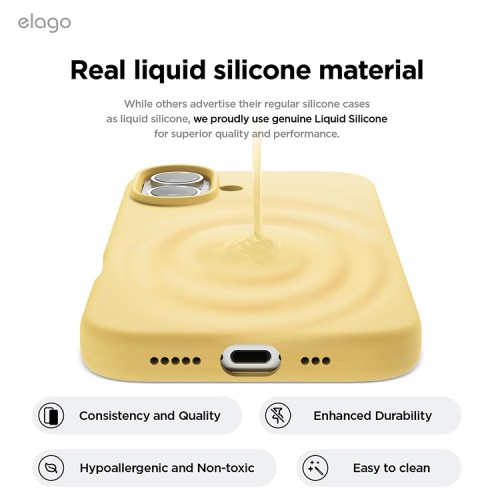 Elago для iPhone 16 чехол Soft silicone (Liquid) Yellow