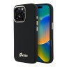 Guess для iPhone 16 Pro чехол Liquid silicone Gold metal logo & Camera frame Hard Black