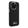 Guess для iPhone 16 Pro чехол Liquid silicone Gold metal logo & Camera frame Hard Black