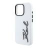 Karl Lagerfeld для iPhone 16 Pro Max чехол Liquid silicone Signature Metal logo & Camera frame Hard White