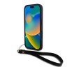 DKNY для iPhone 16 Pro чехол PU Stack metal logo Hard + Hand strap Black