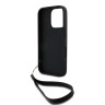 DKNY для iPhone 16 Pro чехол PU Stack metal logo Hard + Hand strap Black