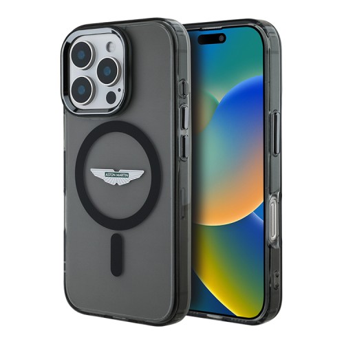 Aston Martin для iPhone 16 Pro чехол PC/TPU Frosted Effect Metal Cam Hard Black (MagSafe)