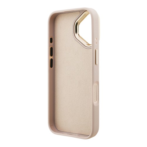 Guess для iPhone 16 чехол PU 4G Big metal logo and Camera Stand Hard Pink