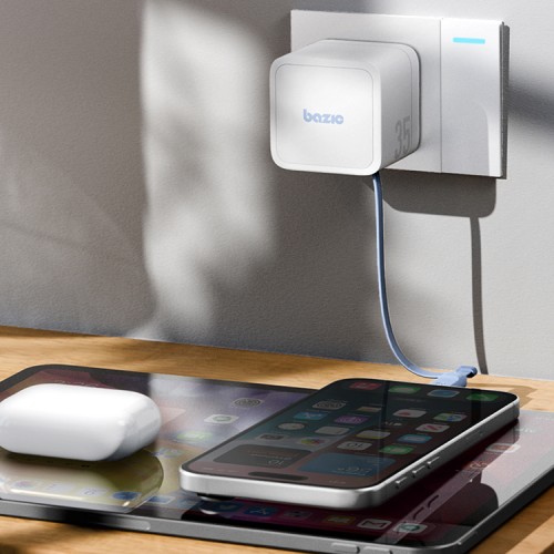 Energea СЗУ Bazic GoPort Retrek 35W, USB-C GaN35W +70cm retractable USB-C cable White