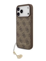 Guess для iPhone 17 Pro чехол PU 4G Classic Metal logo Hard + Charm Brown (MagSafe)