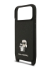 Karl Lagerfeld для iPhone 17 Pro чехол Crossbody PU Saffiano NFT Karl&Choup Metal Hard + Strap Black