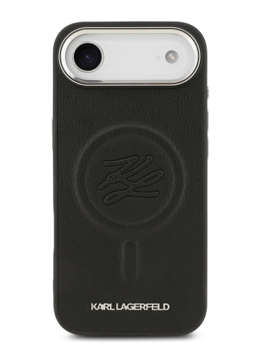 Karl Lagerfeld для iPhone Air чехол PU Debossed Initials Metal logo & Camera Hard Black (MagSafe)
