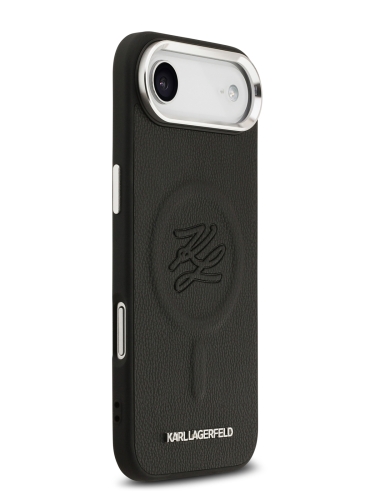 Karl Lagerfeld для iPhone Air чехол PU Debossed Initials Metal logo & Camera Hard Black (MagSafe)