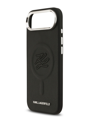 Karl Lagerfeld для iPhone Air чехол PU Debossed Initials Metal logo & Camera Hard Black (MagSafe)