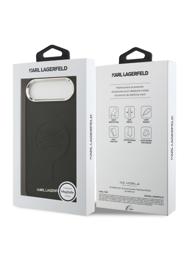 Karl Lagerfeld для iPhone Air чехол PU Debossed Initials Metal logo & Camera Hard Black (MagSafe)