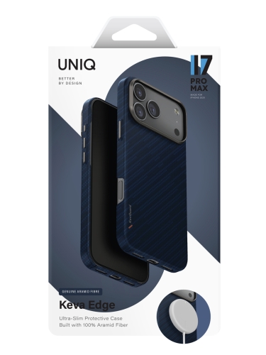Uniq для iPhone 17 Pro Max чехол KEVA EDGE Full Kevlar Trance Blue (MagSafe)