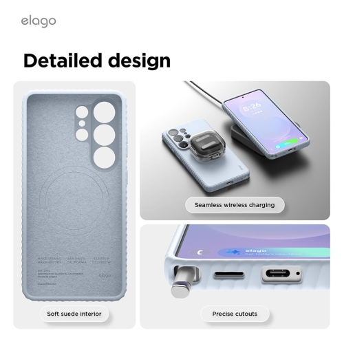 Elago для Galaxy S26 Ultra чехол Magnetic Ridge Silicone Light Blue (MagSafe)
