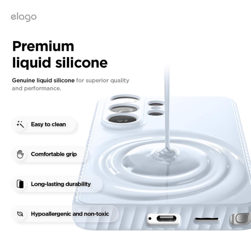 Elago для Galaxy S26 Ultra чехол Magnetic Ridge Silicone Light Blue (MagSafe)