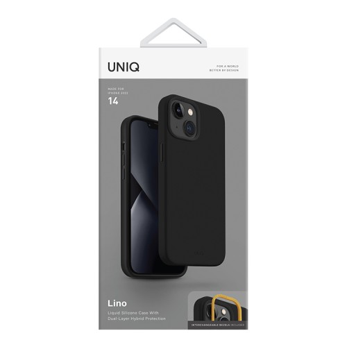 Силиконовый чехол Uniq LINO для iPhone 14, черный