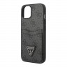 Чехол Guess PU 4G Double cardslot w Metal triangle logo Hard для iPhone 14, черный
