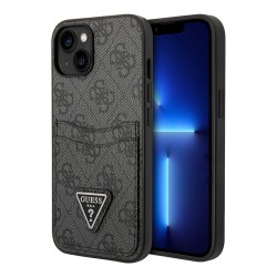 Чехол Guess PU 4G Double cardslot w Metal triangle logo Hard для iPhone 14, черный