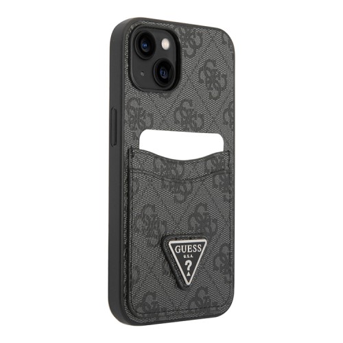 Чехол Guess PU 4G Double cardslot w Metal triangle logo Hard для iPhone 14, черный