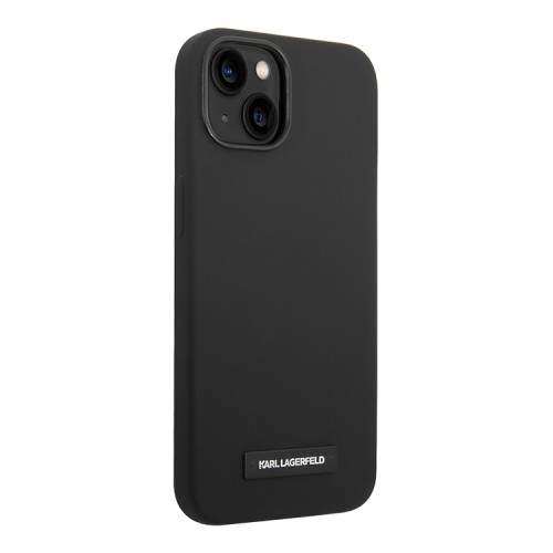 Чехол Lagerfeld Liquid silicone Plaque logo Hard для iPhone 14, черный (MagSafe)