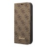 Чехол Guess PU 4G w Script metal logo Booktype для iPhone 14 Pro Max, коричневый