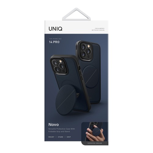 Чехол подставка Uniq NOVO with magnetic grip для iPhone 14 Pro, синий