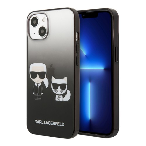 Чехол Lagerfeld Karl & Choupette Hard Gradient для iPhone 13, черная рамка
