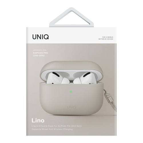 Чехол Uniq LINO Liquid silicone для AirPods Pro 2, бежевый