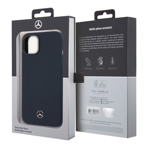 Чехол Mercedes Liquid Silicone Hard для iPhone 14 Plus, синий