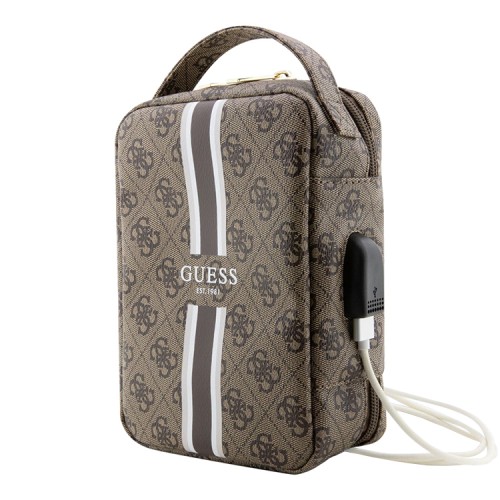 Сумка-барсетка Guess Travel Handbag 4G Stripes для смартфонов, коричневая