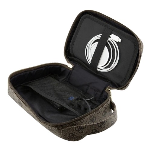 Сумка-барсетка Guess Travel Handbag 4G Stripes для смартфонов, коричневая