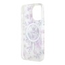 Чехол Guess Flower Hard для iPhone 14 Pro, прозрачный/золотой (MagSafe)