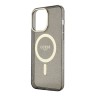 Чехол Guess Glitter Metal outline Hard для iPhone 13 Pro Max, черный/золотой (MagSafe)