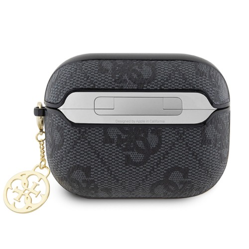 Чехол Guess PU leather 4G with metal logo and Charm для Airpods Pro, черный