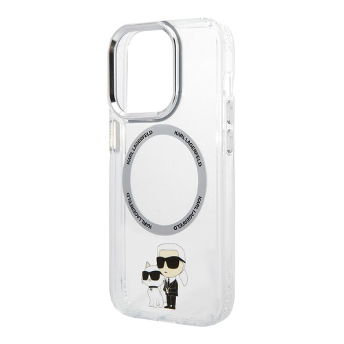 Lagerfeld для iPhone 15 Pro чехол PC/TPU NFT Karl & Choupette Metal ring Hard Transparent (MagSafe)