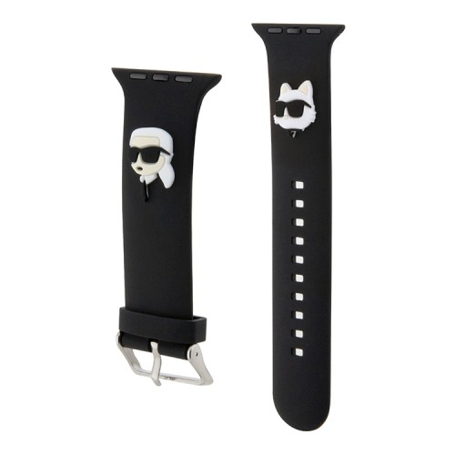 Karl Lagerfeld для Apple Watch 49-46-45-44 mm ремешок 3D Rubber NFT Karl & Choupette heads Black