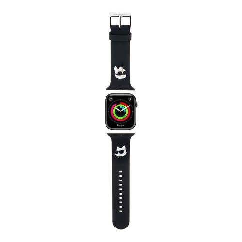 Karl Lagerfeld для Apple Watch 49-46-45-44 mm ремешок 3D Rubber NFT Karl & Choupette heads Black