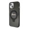 Guess для iPhone 15 чехол PC/TPU Script logo + Ring stand Hard Glitter Black (MagSafe)