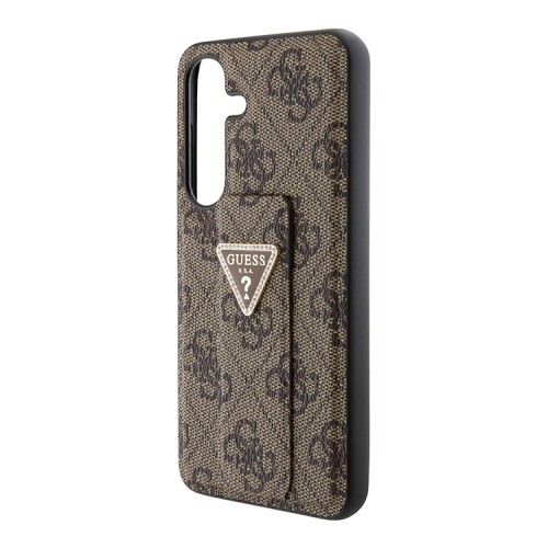 Guess для Galaxy S24 чехол GripStand PU 4G with Triangle Diamond metal logo Hard Brown