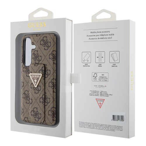 Guess для Galaxy S24 чехол GripStand PU 4G with Triangle Diamond metal logo Hard Brown