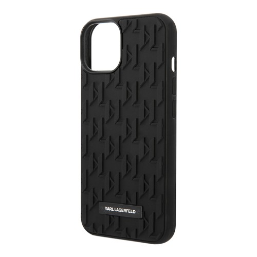Lagerfeld для iPhone 15 чехол 3D Rubber Monogram Metal logo Hard Black