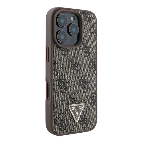 Guess для iPhone 16 Pro Max чехол со шнурком Crossbody PU кожа 4G Triangle Diamond logo Brown