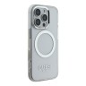 Guess для iPhone 16 Pro чехол PC/TPU Metal outline Hard Transparent/Silver (MagSafe)