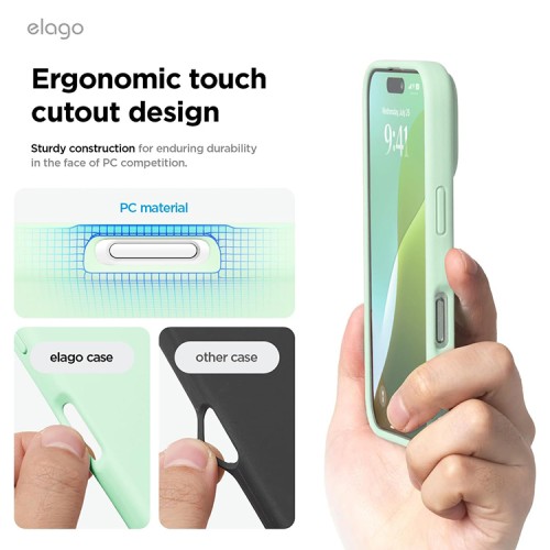 Elago для iPhone 16 Pro Max чехол Soft silicone (Liquid) Soft Mint
