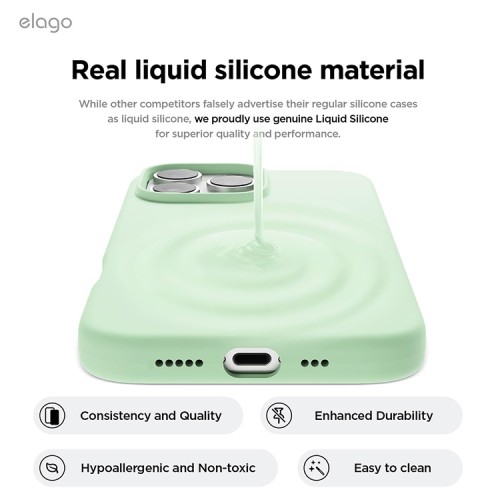 Elago для iPhone 16 Pro Max чехол Soft silicone (Liquid) Soft Mint