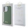 Guess для iPhone 16 Pro чехол Liquid silicone Gold metal logo & Camera frame Hard Khaki